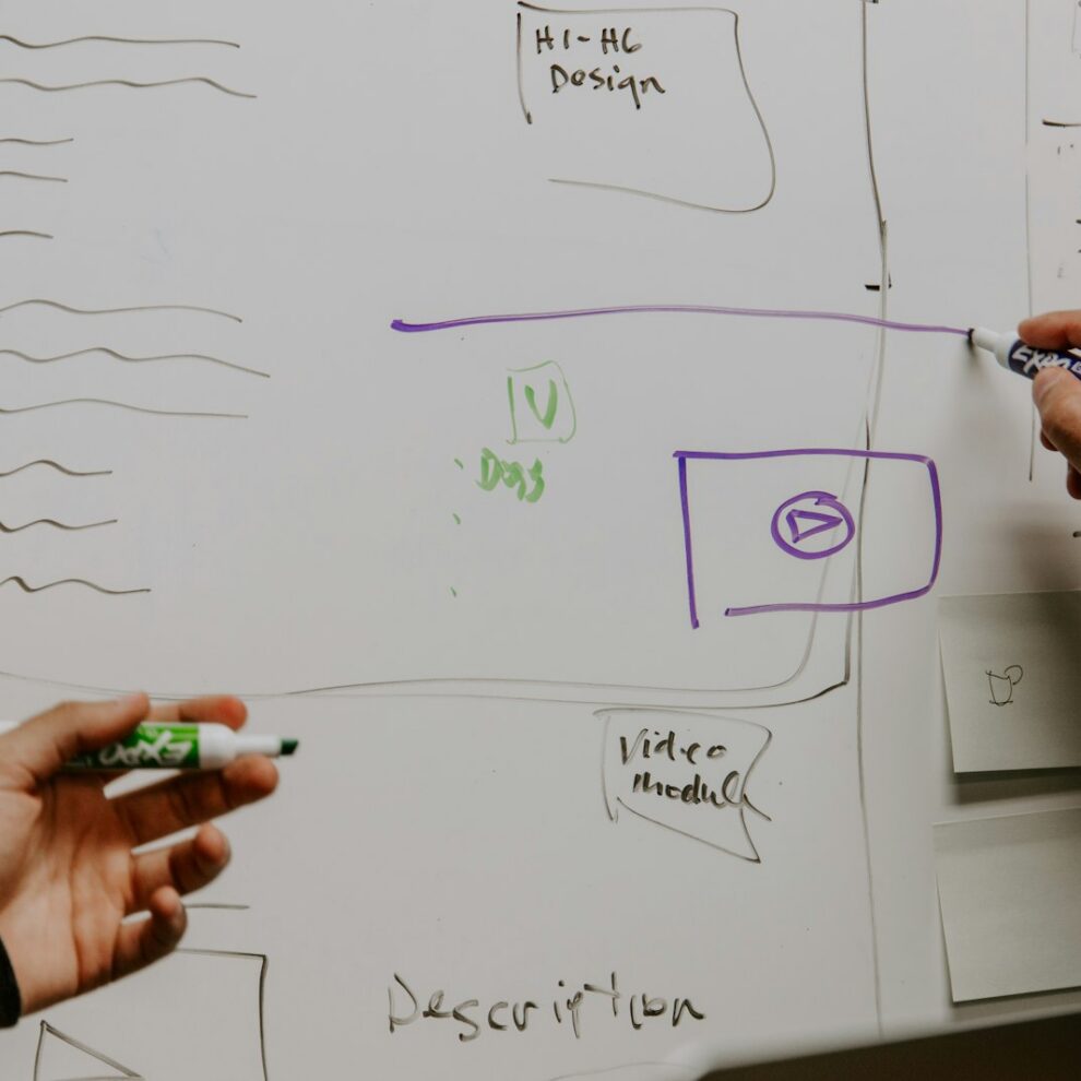 YourInsight workshop Zwei Personen skizzieren am Whiteboard
